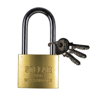 STELAR 50MM Brass Padlock LONG SHACKLE HG625-L